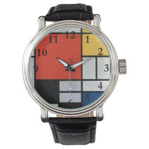 Montre Mondrial Composition Rouge Jaune Bleu Noir