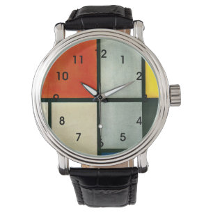 Montre Mondrian - Tableau 3 avec Orange-Rouge, Jaune...