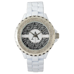 Montre Mono Abstrait noir et blanc personnalisable
