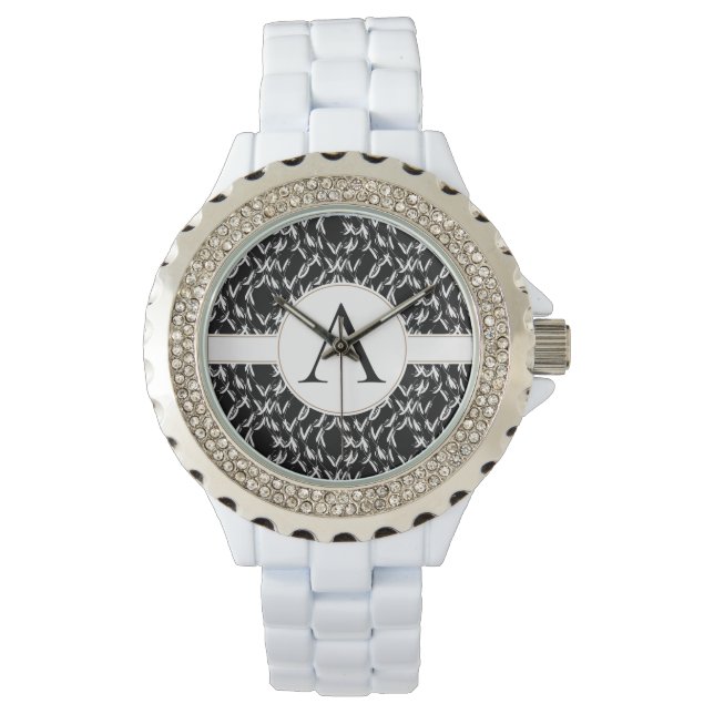 Montre Mono Abstrait noir et blanc personnalisable (devant)