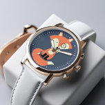 Montre Monocle Hipster Red Fox<br><div class="desc">Image vectorielle douce d'un renard rouge amusant portant un monocle et une cravate arc bleu clair.</div>