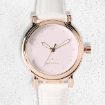 Montre Monogram Blush | Elegant Gold Minimum<br><div class="desc">A simple stylish custom monogram design in a gold minimalist typographiy on an elegant pastel blush pink background. The monogram initials and name can easily be personalized along with the feature line to make a design as unique as you are! Le parfait poison de l'accessoire pour un instant.</div>