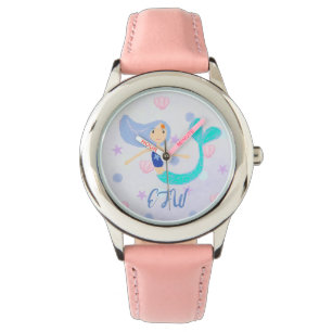Montre Monogram Cute Pastel Periwinkle Mermaid Princesse