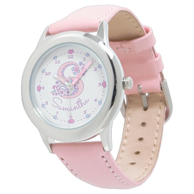 Montre Monogram S filles doodletter art Samantha (Incliné)
