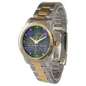 Montre Monogram Smith Tartan Blue Green Gold Newlywees (Incliné)