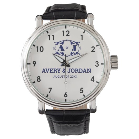 Montre Monogram wedding gift Luxury Typography  (devant)