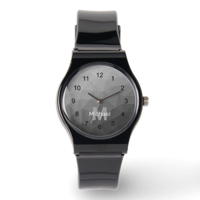 Montre Monogramme à motif de maille géométrique à dégradé (Recto)