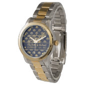Montre Monogramme ART Déco Marine Blue Gold Shells Newlyw (Incliné)
