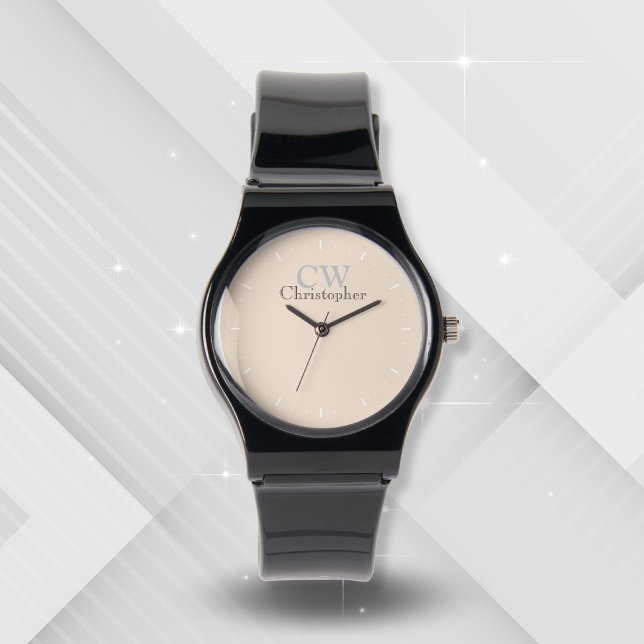 Montre Monogramme beige minimaliste (Créateur téléchargé)