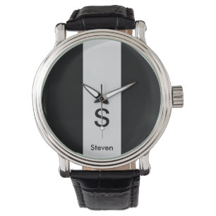 Montre Monogramme bicolore moderne noir et gris clair