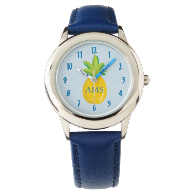 Montre Monogramme bleu Ananas enfants (devant)