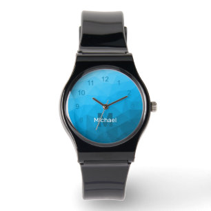 Montre Monogramme bleu cyan géométrique motif Monogram Wa