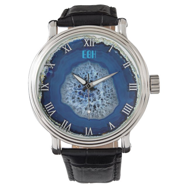 Montre Monogramme bleu géode (devant)