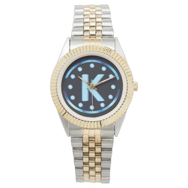 Montre Monogramme bleu néon (devant)