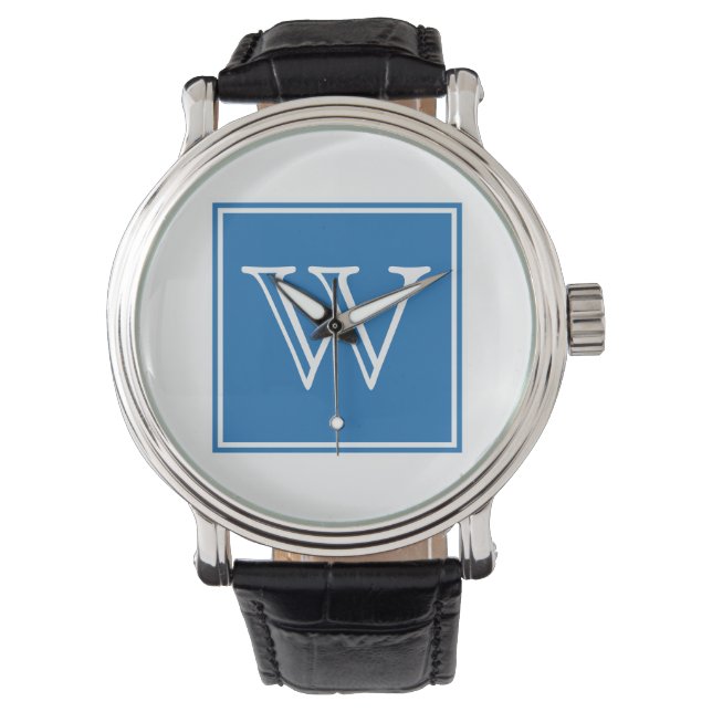 Montre Monogramme Carré bleu (devant)