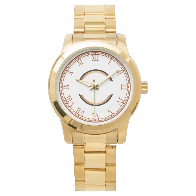 Montre Monogramme Chic Unisex Or surdimensionné (devant)