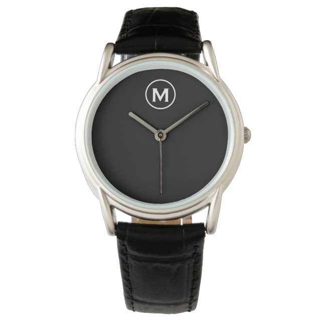 Montre Monogramme classique noir minimal (devant)