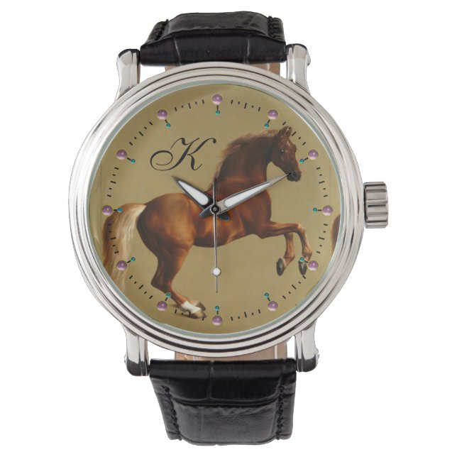 MONTRE MONOGRAMME DE CHEVAL ROUGE (devant)