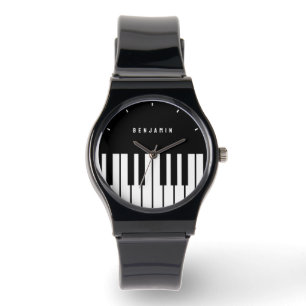 Montre Monogramme de clavier de piano noir et blanc