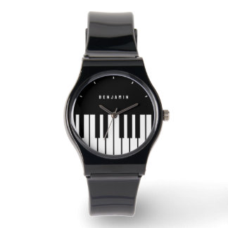 Montre Monogramme de clavier de piano noir et blanc