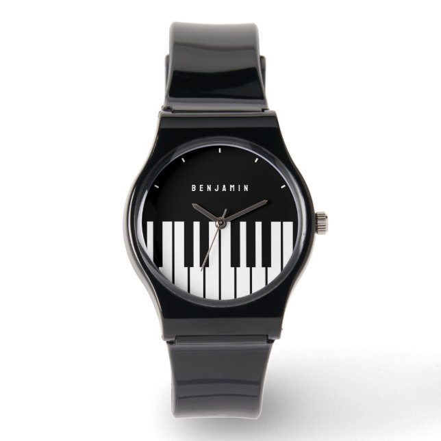 Montre Monogramme de clavier de piano noir et blanc (Recto)
