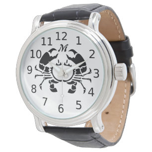 Montre Monogramme de crabe en forme de gabarit noir
