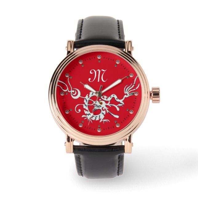 MONTRE MONOGRAMME DE DRAGON DE MER BLANCHE ROUGE (Recto)