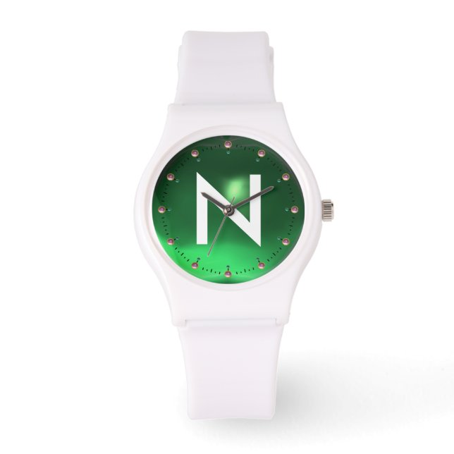 MONTRE MONOGRAMME DE JADE VERT IMPRIMÉ (Recto)