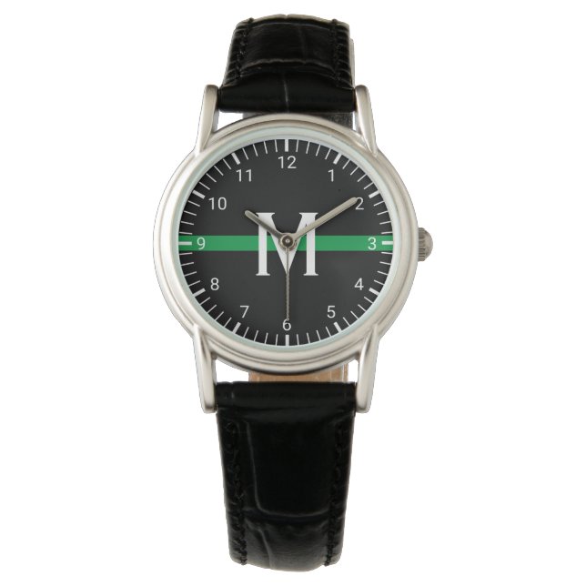 Montre Monogramme de la ligne verte mince militaire (devant)