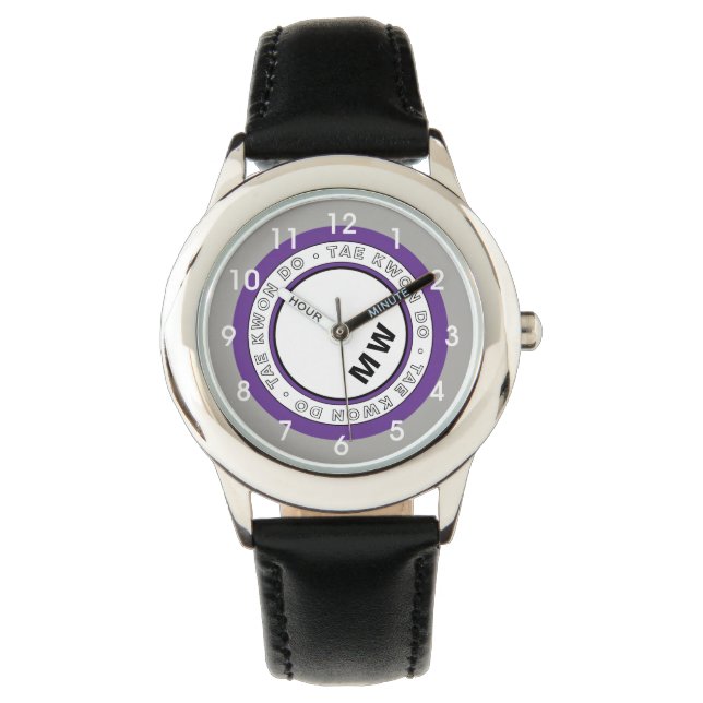 Montre Monogramme de l'enfant Tae Kwon Do Text Circle Wat (devant)