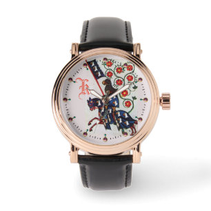 MONTRE MONOGRAMME DE MINIATURE MÉDIÉVALE DE CHEVALIER BLE