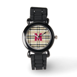 Montre Monogramme de mode préppie beige personnalisé