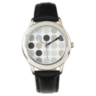Montre monogramme de motif noir pois