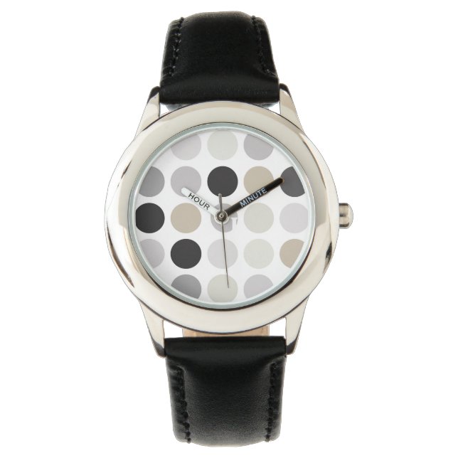Montre monogramme de motif noir pois (devant)