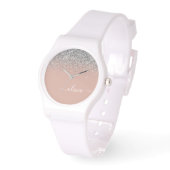 Montre Monogramme de Parties scintillant en argent rose v (Angle)
