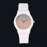 Montre Monogramme de Parties scintillant en argent rose v<br><div class="desc">Rose Gold - Blush Pink and Silver Sparkle Parties scintillant Script Monogramme Nom Monographie. Cela fait le cadeau parfait de remise de diplômes,  anniversaire,  mariage,  douche nuptiale,  anniversaire,  baby shower ou bachelorette pour quelqu'un qui aime le luxe glam et les styles chic.</div>