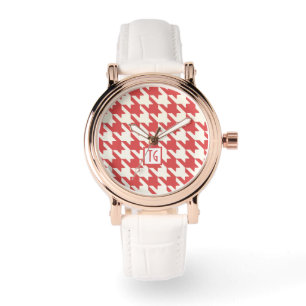 Montre Monogramme de pastèque Preppy Chic Houndstooth