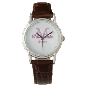 Montre Monogramme de tribu de mariée simple mini-rose rou