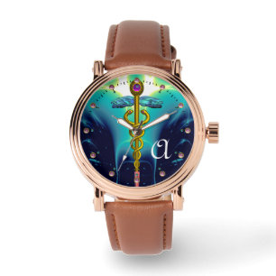 Montre MONOGRAMME D'OR, Bleu d'Aqua, Turquoise