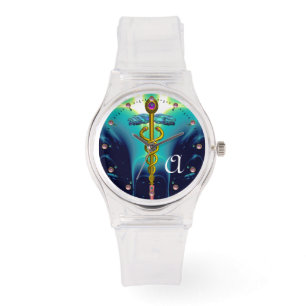 Montre MONOGRAMME D'OR, Bleu d'Aqua, Turquoise