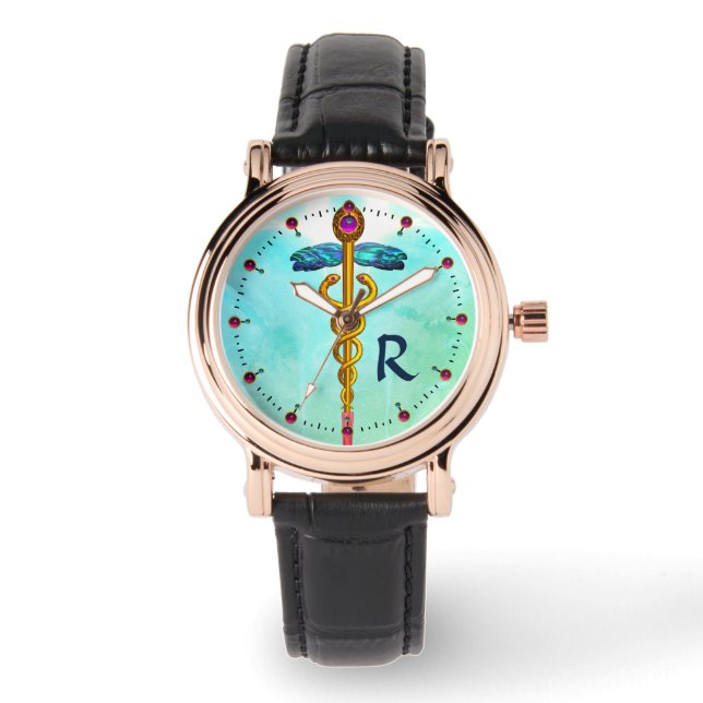 Montre MONOGRAMME D'OR, Bleu d'Aqua, Vert Turquoise (Recto)