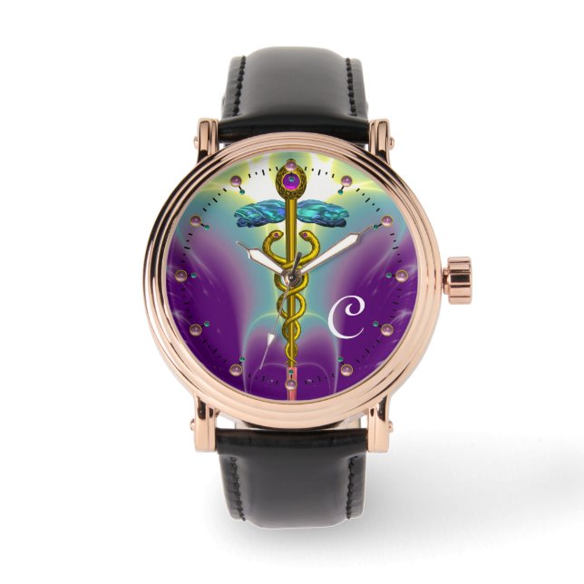 Montre MONOGRAMME D'OR CADUCÉ, Vert pourpre (Recto)