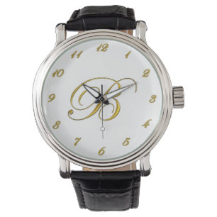 Montre Monogramme d'or Monographie initiale B avec chiffr