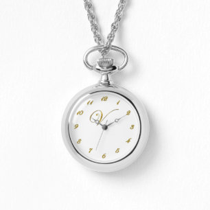 Montre Monogramme d'or Monographie V initiale avec chiffr