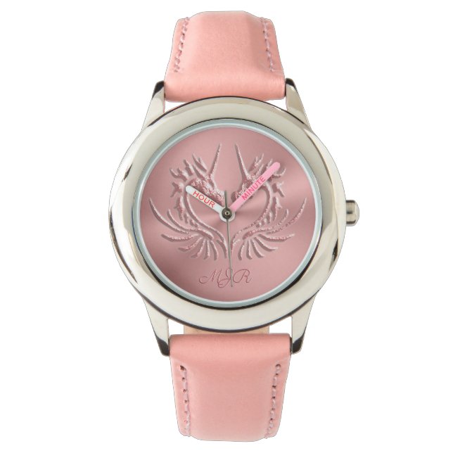 Montre Monogramme Dragon Scale Heart, or rose (devant)