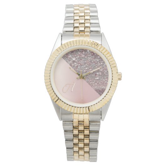 Montre Monogramme élégant en or rose (devant)