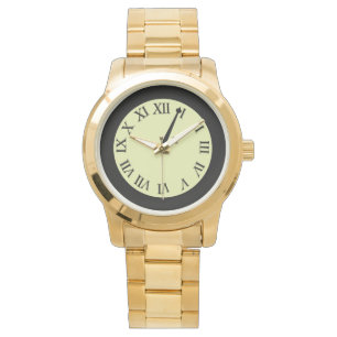 Montre Monogramme Élégant Unisexe Oversize Or