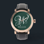 Montre Monogramme Émeraude Élégant Personnalisé Initial<br><div class="desc">Monogramme original personnalisé simple dans la typographie moderne. Un cadeau personnalisé parfait avec une touche personnelle</div>