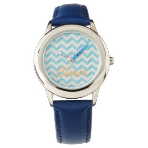 Montre Monogramme en pastel chic de coutume de Chevron de