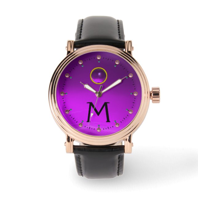 MONTRE MONOGRAMME EN PIERRE DE GEM AMÉTHYST PURPLE (Recto)